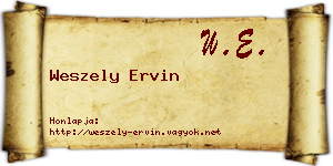 Weszely Ervin névjegykártya